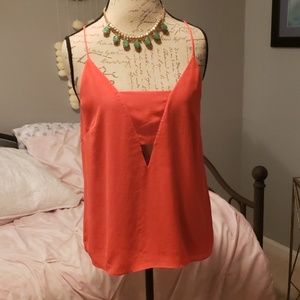 Bright Orange Keyhole Tank Top